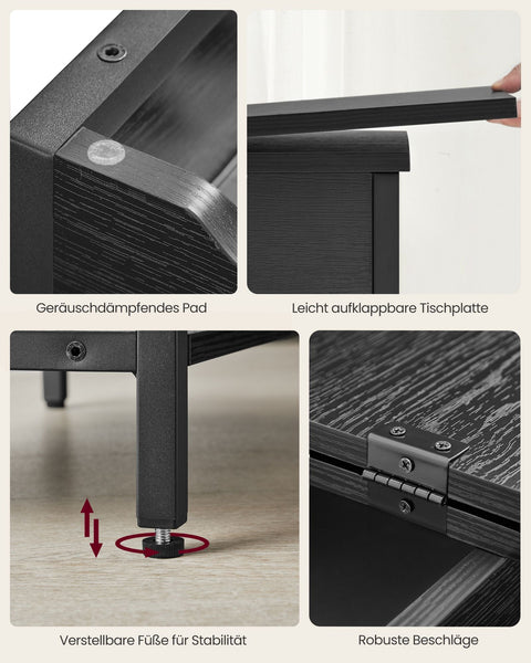 Rootz Black Wood Grain Side Table - Chipboard Steel Fabric Bag - Portable End Table - Lightweight - Easy Assembly - Versatile Use - 60cm x 31.5cm x 60cm