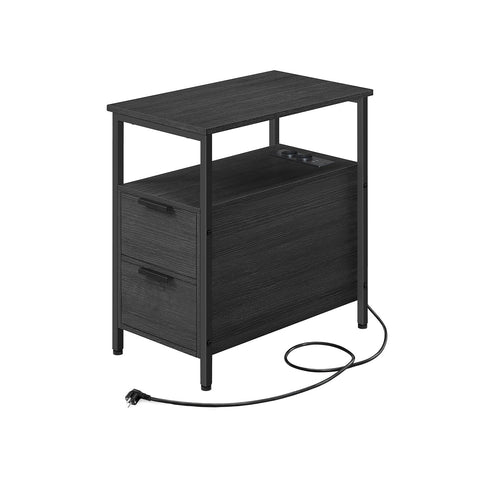 Rootz Side Table - End Table - Nightstand - Chipboard and Steel Construction - Anthracite Gray and Classic Black - 60cm x 35cm x 61cm - Lightweight and Sturdy - Easy Assembly - Versatile Storage Solution