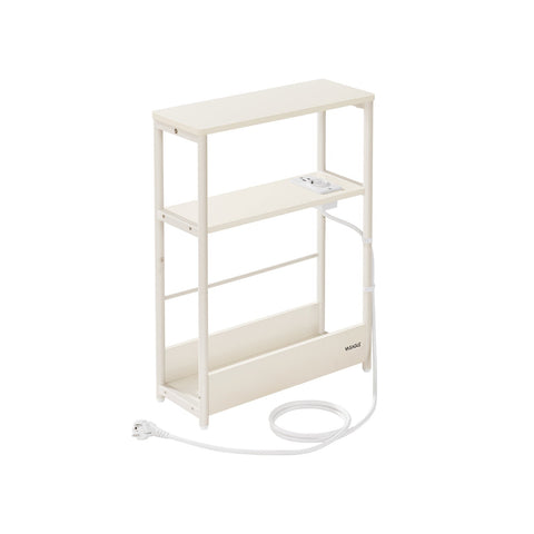 Rootz Side Table with 3 Shelves - Narrow Accent Table - White End Table - Space-Saving Design - 18x45x58cm