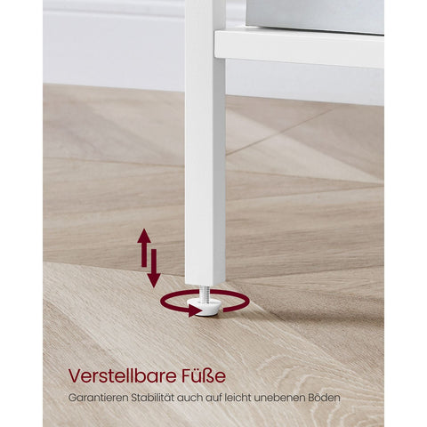 Rootz White Side Table - End Table - Nightstand - Chipboard and Steel - 35cm x 35cm x 70cm - Lightweight - Sturdy - Easy Assembly
