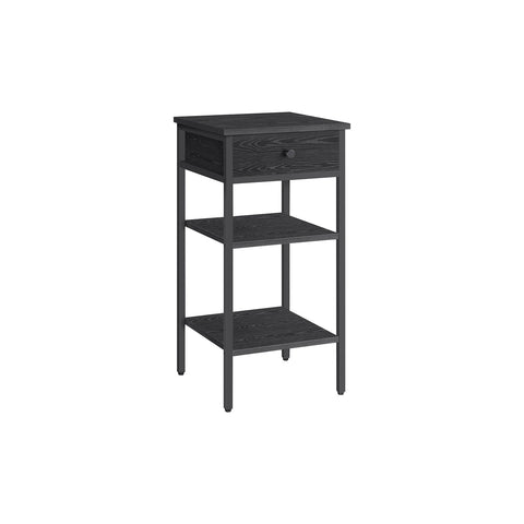 Rootz Bedside Table - Nightstand - Bedroom Cabinet - Ample Storage - 35 x 35 x 70 cm -  Black - Chipboard & Steel