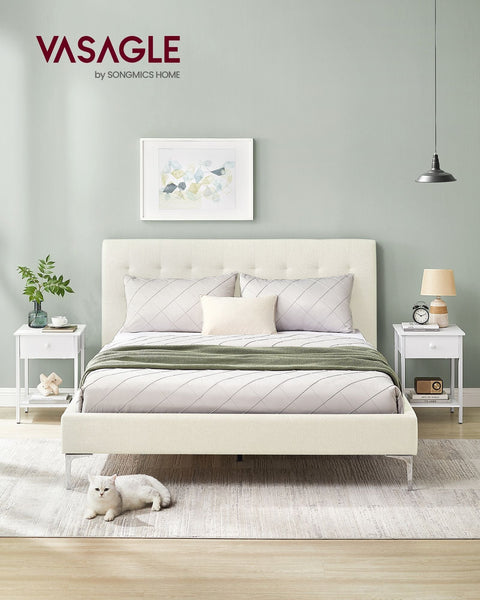 Rootz 2 Piece Set Side Tables - Bedside Tables - Nightstands - Space-Saving Storage - 40cm x 40cm x 55cm - Matte White