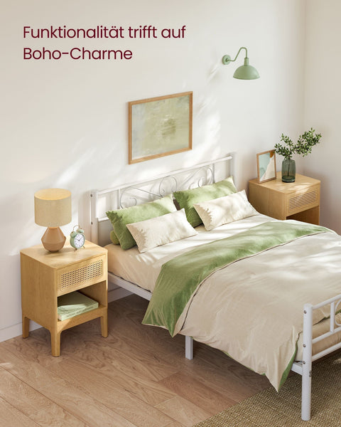 Rootz Modern Bedside Table - Nightstand - Bedroom Storage Unit - Brown Finish - 40cm x 103.5cm x 85cm