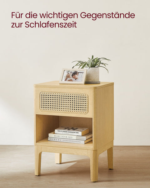 Rootz Modern Bedside Table - Nightstand - Bedroom Storage Unit - Brown Finish - 40cm x 103.5cm x 85cm