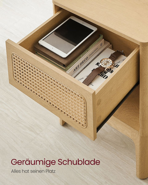 Rootz Modern Bedside Table - Nightstand - Bedroom Storage Unit - Brown Finish - 40cm x 103.5cm x 85cm