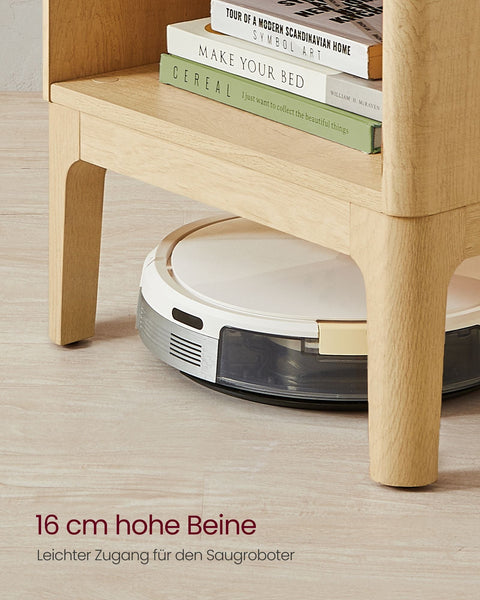 Rootz Modern Bedside Table - Nightstand - Bedroom Storage Unit - Brown Finish - 40cm x 103.5cm x 85cm