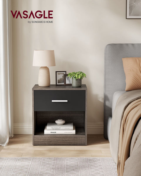 Rootz Chipboard Side Table - Maroon Ink Black - Bedside Table - Nightstand - Sturdy Construction - Easy Assembly - 28cm x 39cm x 41cm