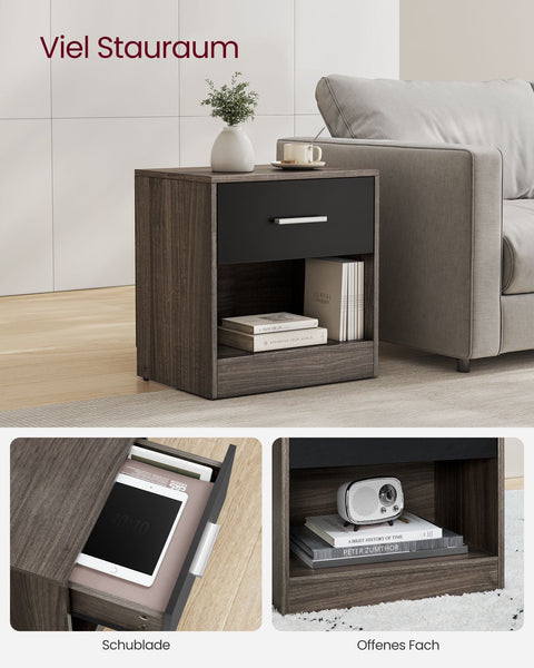 Rootz Chipboard Side Table - Maroon Ink Black - Bedside Table - Nightstand - Sturdy Construction - Easy Assembly - 28cm x 39cm x 41cm