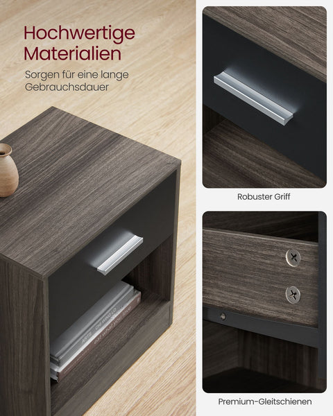 Rootz Chipboard Side Table - Maroon Ink Black - Bedside Table - Nightstand - Sturdy Construction - Easy Assembly - 28cm x 39cm x 41cm