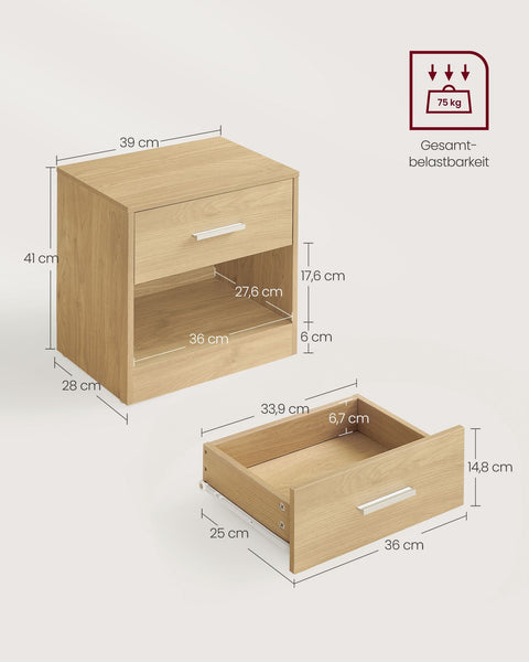 Rootz Chipboard Side Table - End Table - Nightstand - Straw Yellow - Lightweight - Sturdy - Easy Assembly - 28cm x 39cm x 41cm