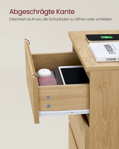 Rootz Chipboard Bedside Table - Nightstand - End Table - Ebony Black - Lightweight - Sturdy - Easy Assembly - 35cm x 40cm x 59cm