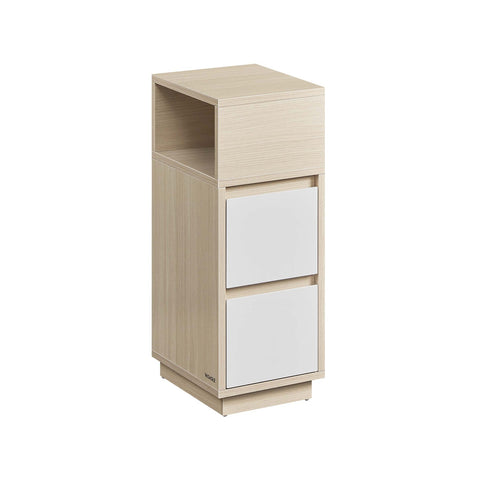 Rootz Narrow Bedside Table - Nightstand - Tall Side Table - 2 Drawers - Chipboard MDF - 30cm x 25cm x 65cm