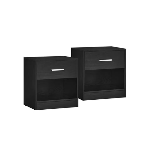 Rootz Chipboard Side Table Set - Classic Black - Bedside Tables - Nightstand - 5.7kg - 28cm x 39cm x 41cm - Drawer Capacity 5kg - Total Capacity 75kg
