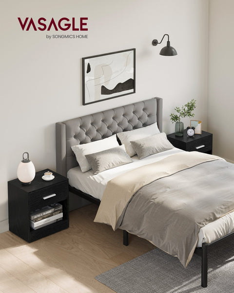 Rootz Chipboard Side Table Set - Classic Black - Bedside Tables - Nightstand - 5.7kg - 28cm x 39cm x 41cm - Drawer Capacity 5kg - Total Capacity 75kg