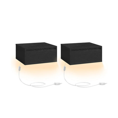Rootz 2 Piece Wall Shelf Set - Hanging Shelves - Floating Storage - Ebony Black Finish - 35cm x 40cm x 18cm