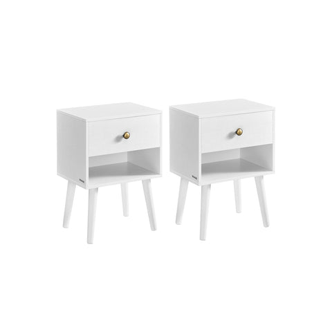 Rootz 2 Piece Set Bedside Tables - Nightstands - Bedside Cabinets - Storage & Organization - Snow White - 28x39x55cm