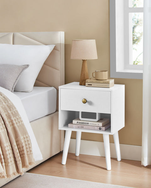 Rootz 2 Piece Set Bedside Tables - Nightstands - Bedside Cabinets - Storage & Organization - Snow White - 28x39x55cm
