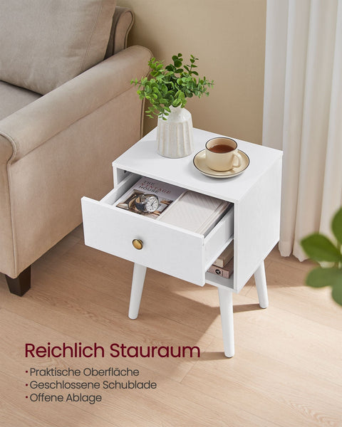 Rootz 2 Piece Set Bedside Tables - Nightstands - Bedside Cabinets - Storage & Organization - Snow White - 28x39x55cm