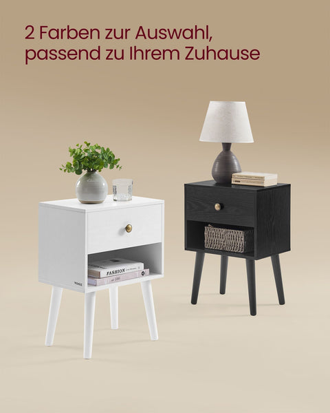 Rootz 2 Piece Set Bedside Tables - Nightstands - Bedside Cabinets - Storage & Organization - Snow White - 28x39x55cm