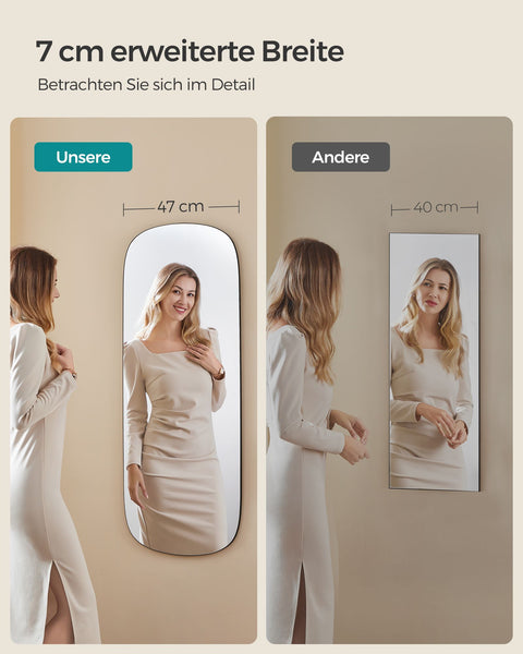 Rootz Wall Mirror - Decorative Mirror - Curved Edge - Frameless - 120cm x 47cm