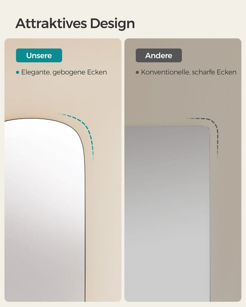 Rootz Wall Mirror - Decorative Mirror - Curved Edge - Frameless - 120cm x 47cm
