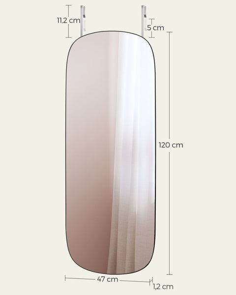 Rootz Wall Mirror - Decorative Mirror - Curved Edge - Frameless - 120cm x 47cm