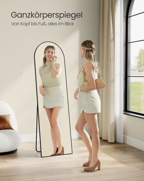 Rootz Full-Length Mirror - Body Mirror - Curved Mirror - Space Enhancement - 160cm x 50cm Curved Ink Black