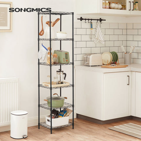 Rootz 5 Tier Black Cake Rack - Steel Baking Stand - Storage Organizer - Heavy Duty - 29cm x 40cm x 160cm