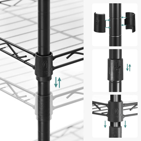 Rootz 5 Tier Black Cake Rack - Steel Baking Stand - Storage Organizer - Heavy Duty - 29cm x 40cm x 160cm