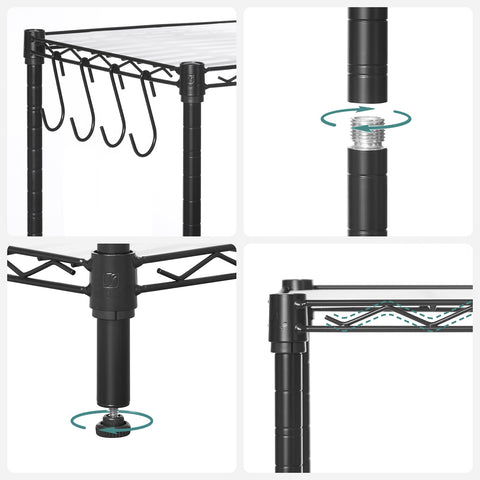 Rootz 5 Tier Black Cake Rack - Steel Baking Stand - Storage Organizer - Heavy Duty - 29cm x 40cm x 160cm