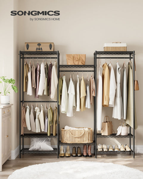 Rootz Steel Clothes Rack - Garment Rack - Wardrobe Organizer - Heavy Duty - Ink Black - 40cm x 175cm x 180cm