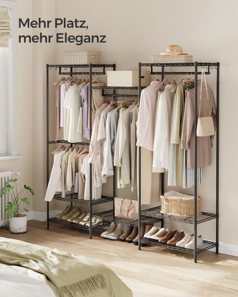 Rootz Steel Clothes Rack - Garment Rack - Wardrobe Organizer - Heavy Duty - Ink Black - 40cm x 175cm x 180cm