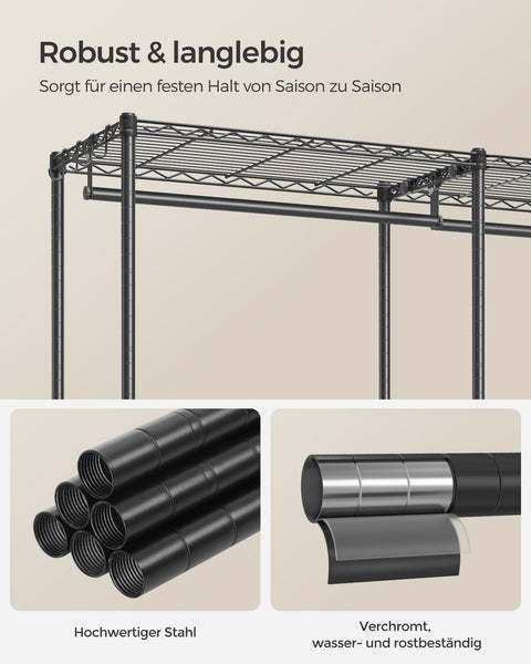 Rootz Steel Clothes Rack - Garment Rack - Wardrobe Organizer - Heavy Duty - Ink Black - 40cm x 175cm x 180cm