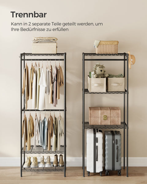 Rootz Open Wardrobe - Clothes Rack - Adjustable Shelves - Black Steel - Max Load 220kg - 40x175x180cm