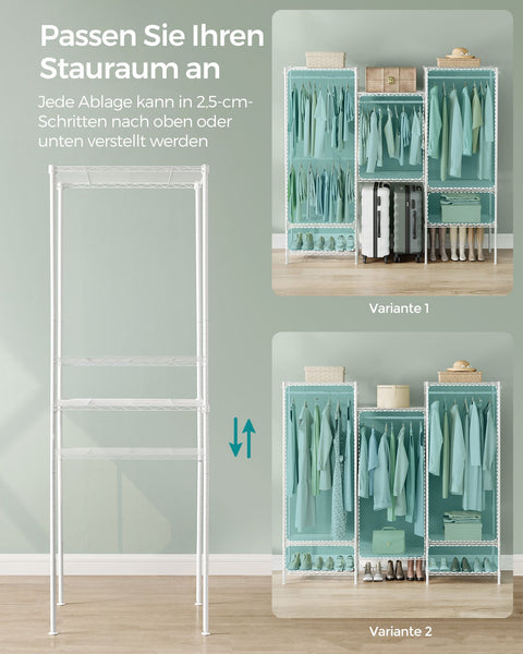 Rootz Steel Clothes Rack - Garment Rack - Wardrobe Organizer - Cloud White - Heavy Duty - Spacious - 40cm x 175cm x 180cm