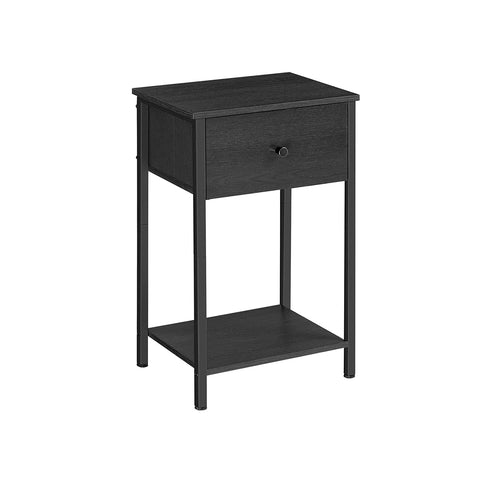 Rootz Bedside Table - Nightstand - End Table - Chipboard Steel Non-Woven Fabric - 28cm x 38cm x 61cm - Black - Lightweight - Sturdy Construction - Easy Assembly
