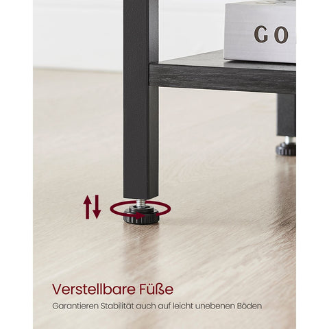 Rootz Bedside Table with Fabric Drawer - Nightstand - Black Shelf - Durable & Stylish - 28cm x 38cm x 61cm
