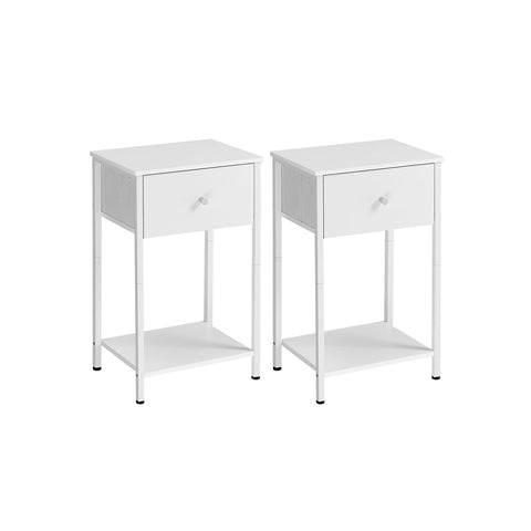 Rootz Side Table Set of 2 - Accent Table - End Table - Fabric Drawer - 28cm x 38cm x 61cm