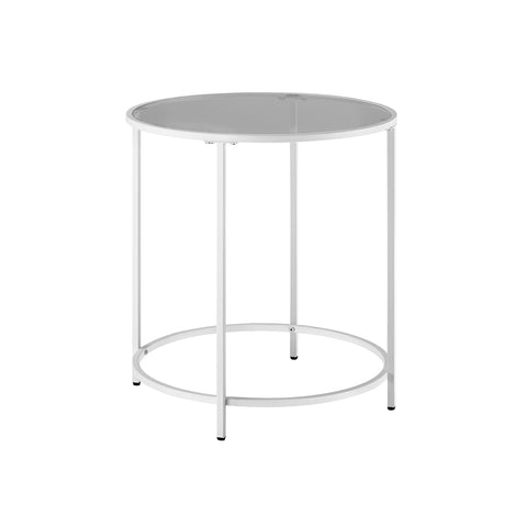 Rootz Side Table with Glass Top - End Table - Accent Table - Steel Frame - Tempered Glass - 50cm x 55cm - 4.6kg - 40kg Max Load Capacity