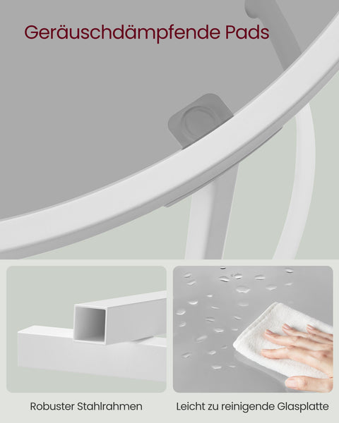 Rootz Side Table with Glass Top - End Table - Accent Table - Steel Frame - Tempered Glass - 50cm x 55cm - 4.6kg - 40kg Max Load Capacity