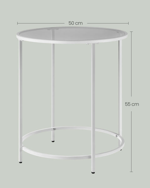 Rootz Side Table with Glass Top - End Table - Accent Table - Steel Frame - Tempered Glass - 50cm x 55cm - 4.6kg - 40kg Max Load Capacity