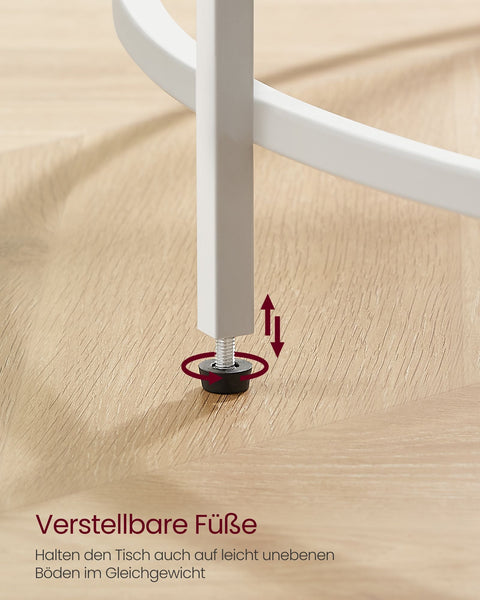 Rootz Glass Coffee Table - Round Table - Steel Frame - Tempered Glass Top - Pearl White-Slate Gray - 84cm x 45.5cm - Lightweight - Sturdy - Easy Assembly