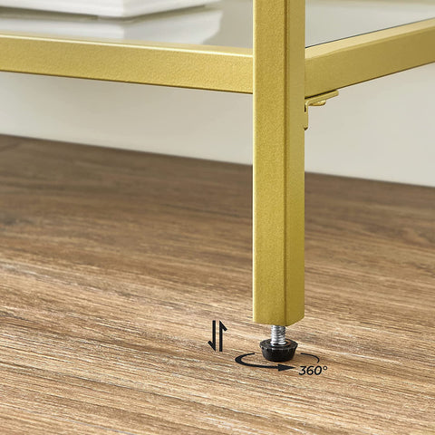 Rootz 3 Tier Console Table - Entryway Table - Hallway Table - Elegant Design - 130cm x 30cm x 73cm Gold Steel & Tempered Glass
