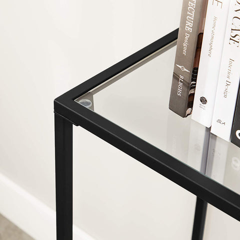 Rootz Console Table - Black Metal Glass - Entryway Table - Sofa Table - Modern Design - 100cm x 35cm x 80cm
