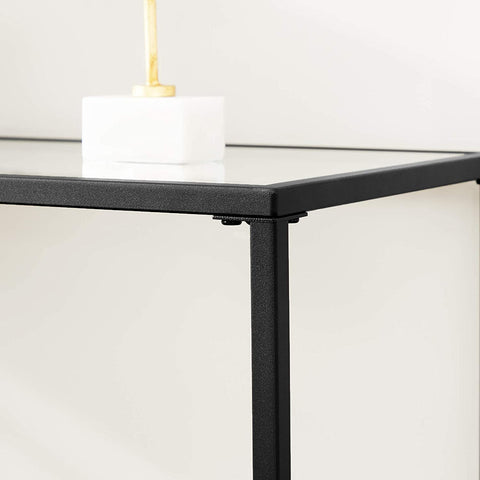 Rootz Console Table - Black Metal Glass - Entryway Table - Sofa Table - Modern Design - 100cm x 35cm x 80cm