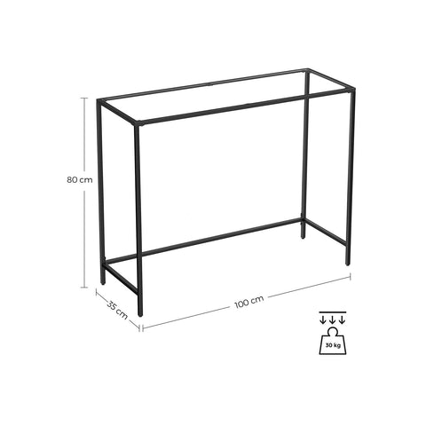 Rootz Console Table - Black Metal Glass - Entryway Table - Sofa Table - Modern Design - 100cm x 35cm x 80cm