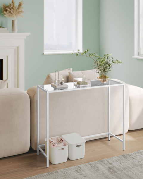 Rootz Glass Steel Console Table - Entryway Table - Sofa Table - Sleek Design - Sturdy Construction - Easy Assembly - 35cm x 100cm x 80cm