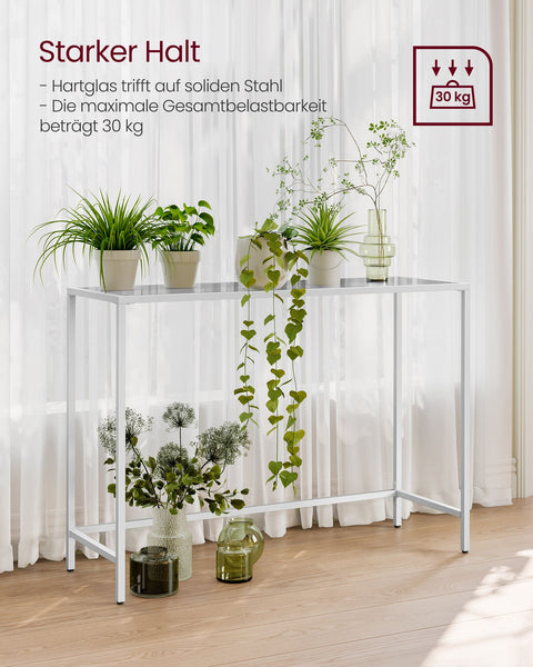 Rootz Glass Steel Console Table - Entryway Table - Sofa Table - Sleek Design - Sturdy Construction - Easy Assembly - 35cm x 100cm x 80cm