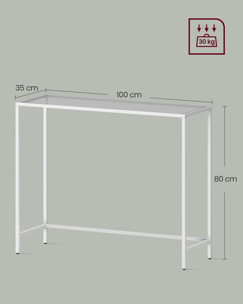 Rootz Glass Steel Console Table - Entryway Table - Sofa Table - Sleek Design - Sturdy Construction - Easy Assembly - 35cm x 100cm x 80cm