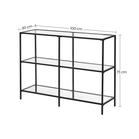 Rootz Console Table - Hallway Table - Entryway Table - Stylish & Durable - 100cm x 30cm x 73cm - Steel & Tempered Glass